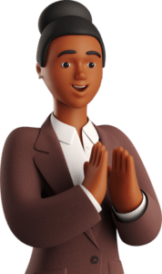 business 3d black businesswoman in brown suit clapping hands
