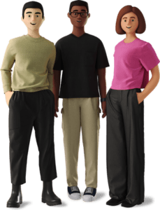 business 3d young people in casual clothes standing
