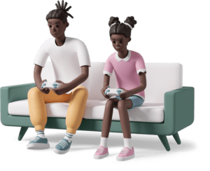 casual life 3d girl playing playstation with brother