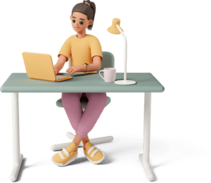 casual life 3d young woman working at desk